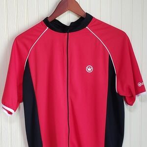 Canari Cycling Jersey Large Red Black Full Zip Short Sleeve Mens Bike Shirt Top